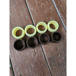 Vintage Set Of 8 Celluloid Napkin Rings Mid Century‎ Modern Beige And Brown